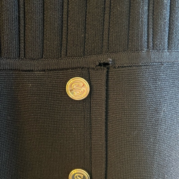 Sandro Navy Knit Dress w/Gold Buttons - Picture 2 of 4